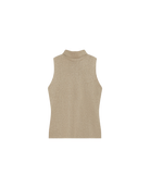 sleeveless gold knit top with tie at the back