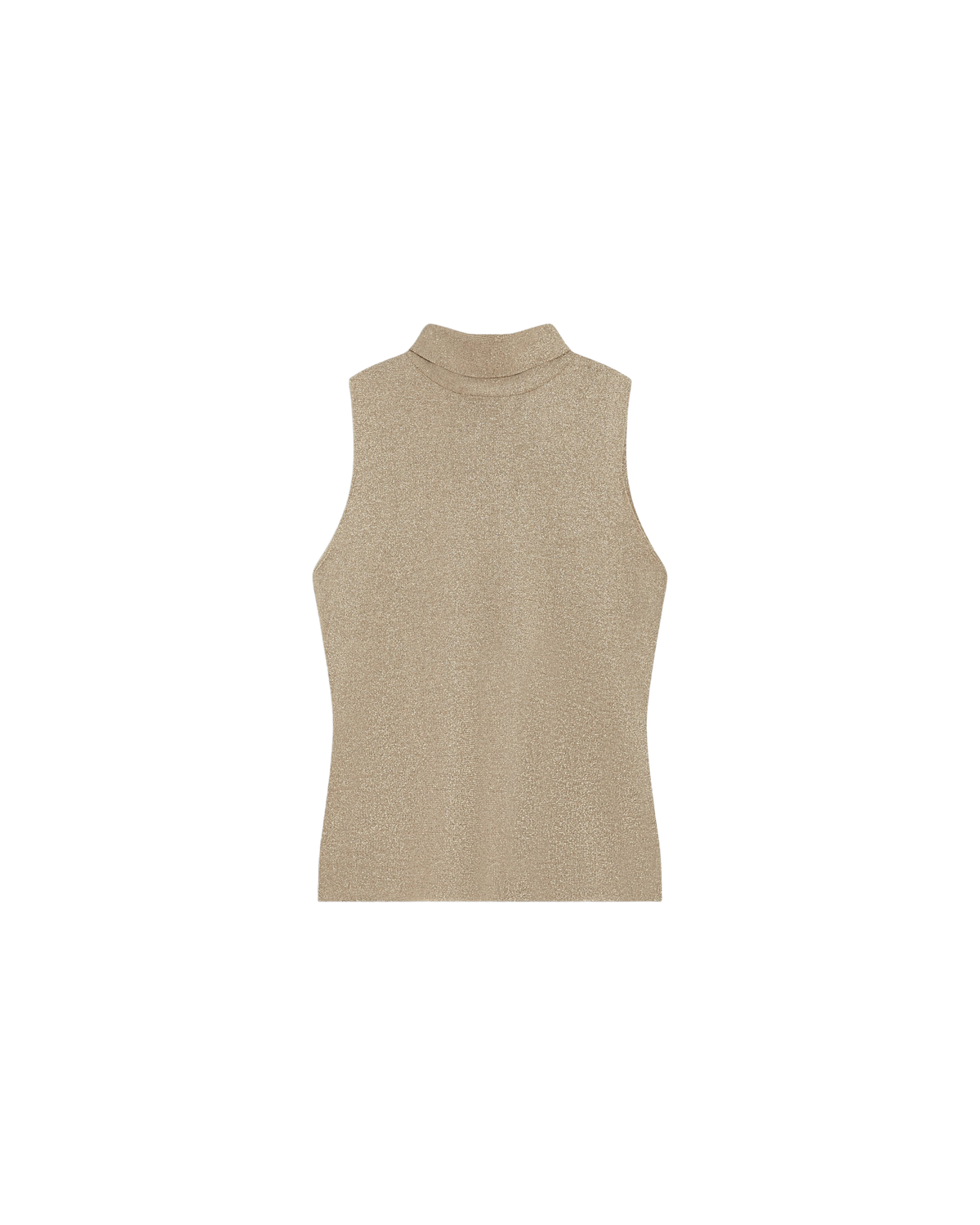 sleeveless gold knit top with tie at the back