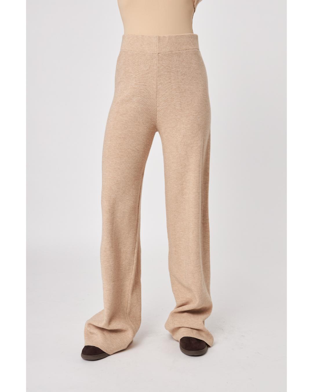 beige knit pant with wide leg