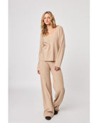 beige knit pant with wide leg
