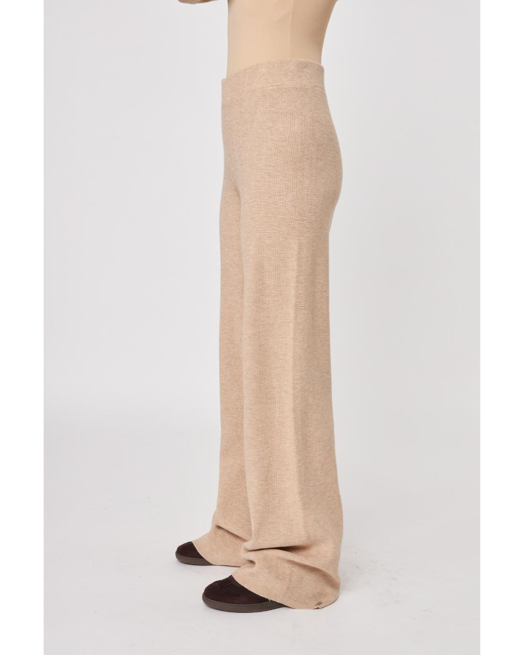 beige knit pant with wide leg