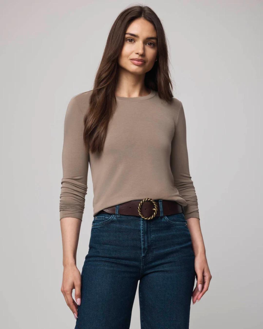 long sleeve tee in beige