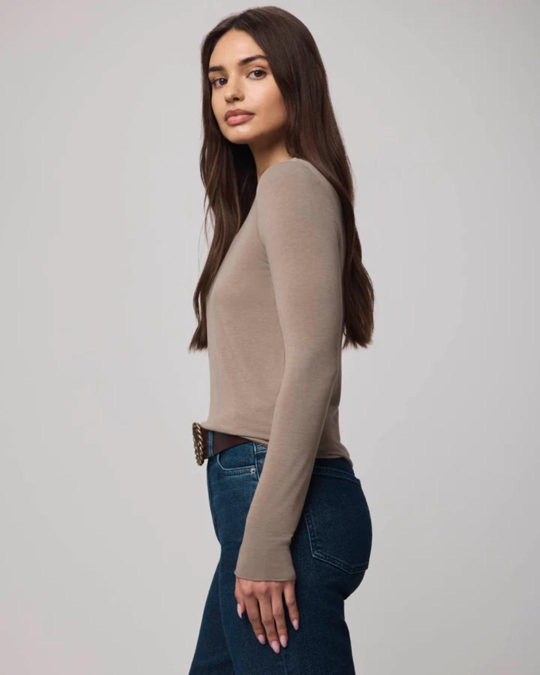 long sleeve tee in beige