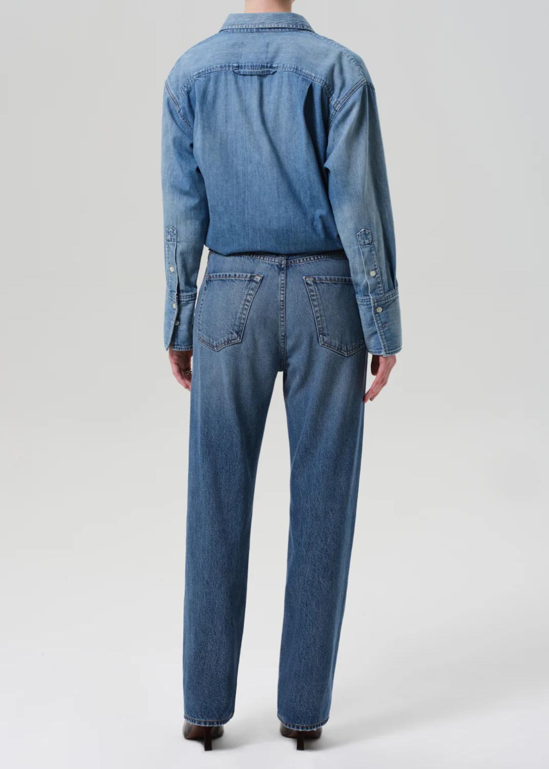 back view of straight denim jean