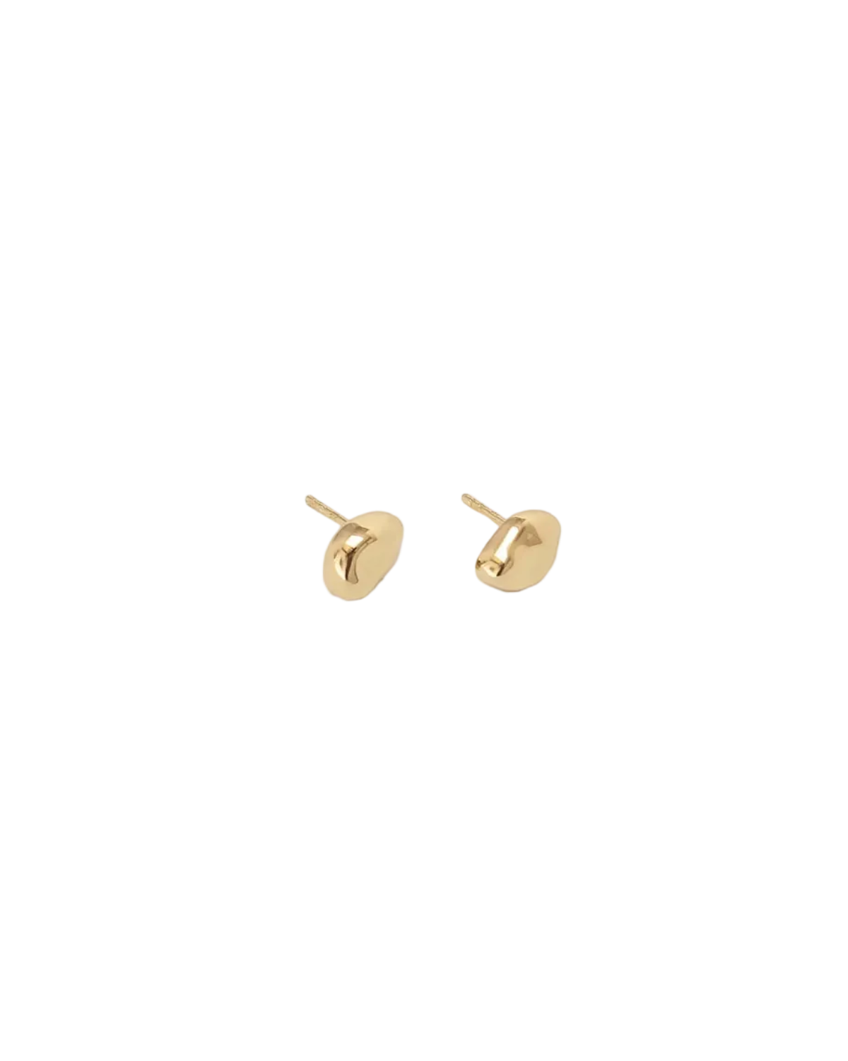 gold stud earrings in a bean shape