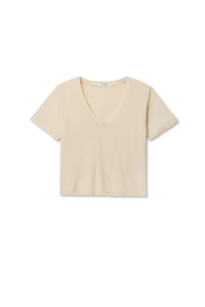 crop v-neck tee in beige