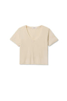 crop v-neck tee in beige