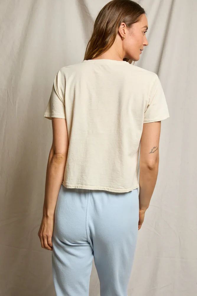 crop v-neck tee in beige