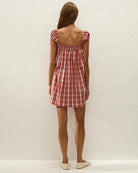 red and white check plaid mini dress