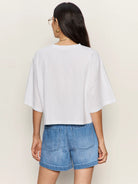 white boxy cropped tee 