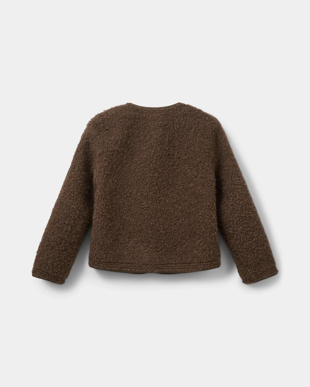 brown teddy coat with buttons