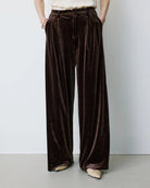 wide leg velvet brown pant