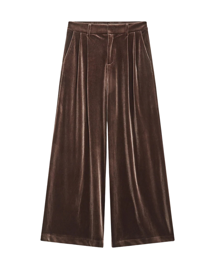 wide leg velvet brown pant