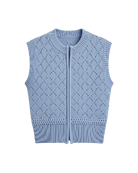 zip up knit blue vest