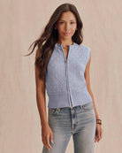 zip up knit blue vest