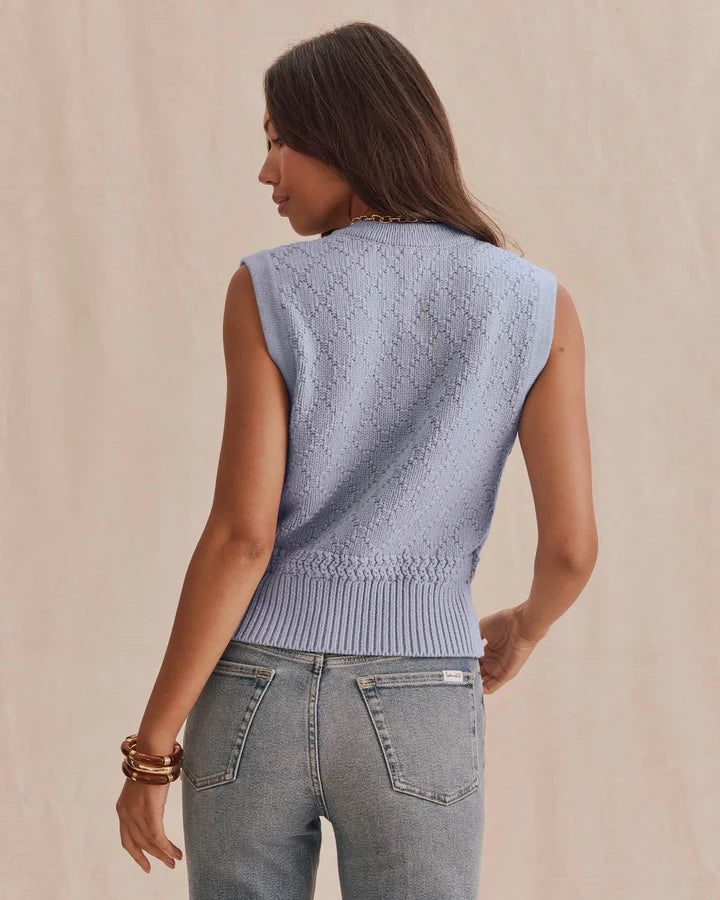 zip up knit blue vest