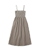 midi stripped dress in cream and brown