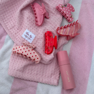 pink claw clip with red polka dots