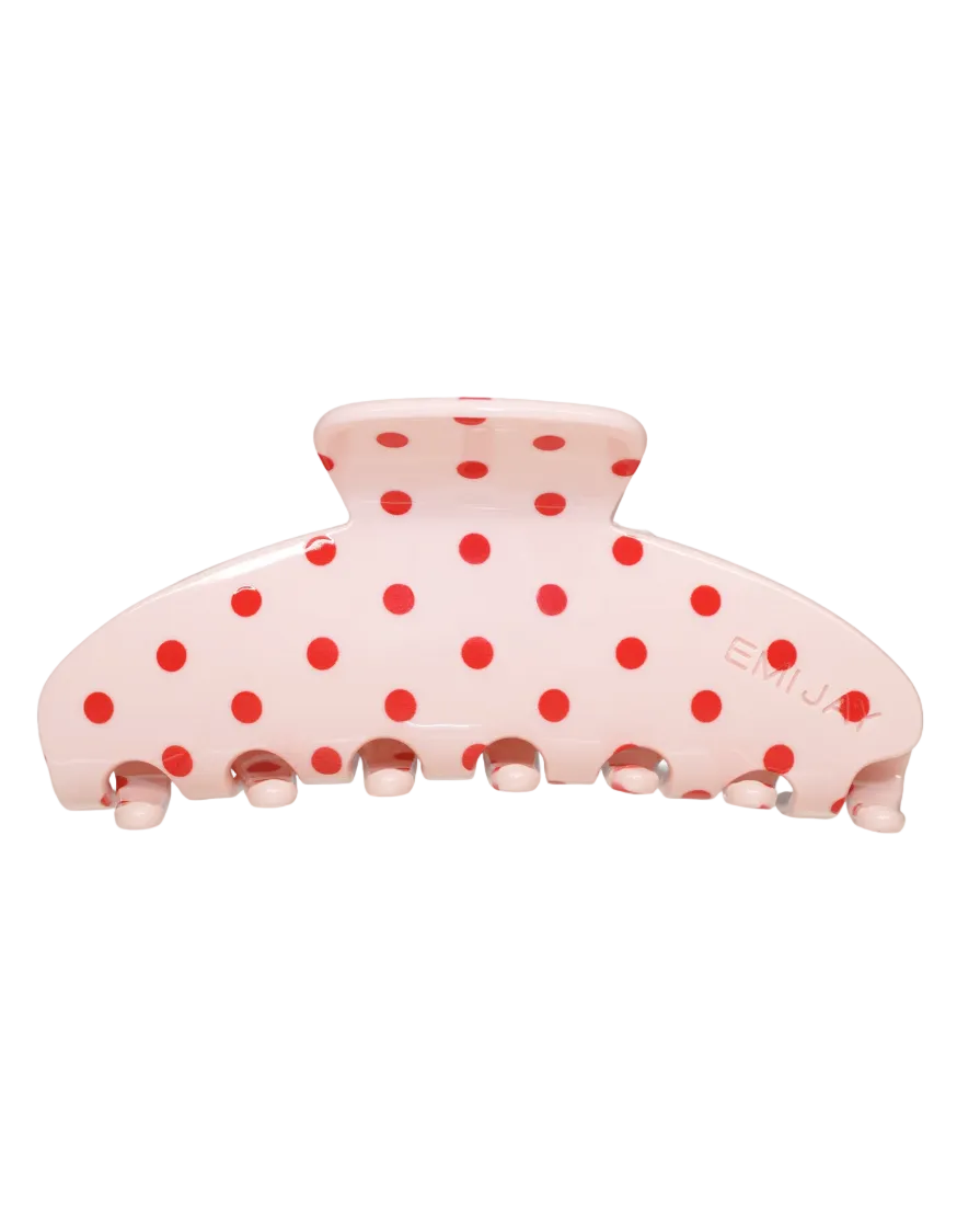pink claw clip with red polka dots