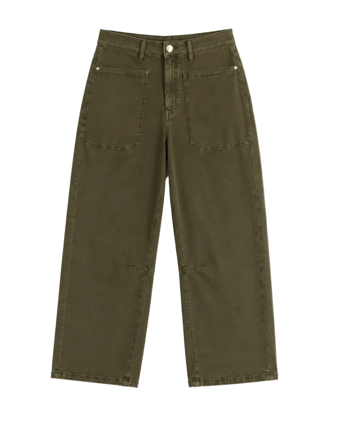 relaxed curve leg green denim pant 