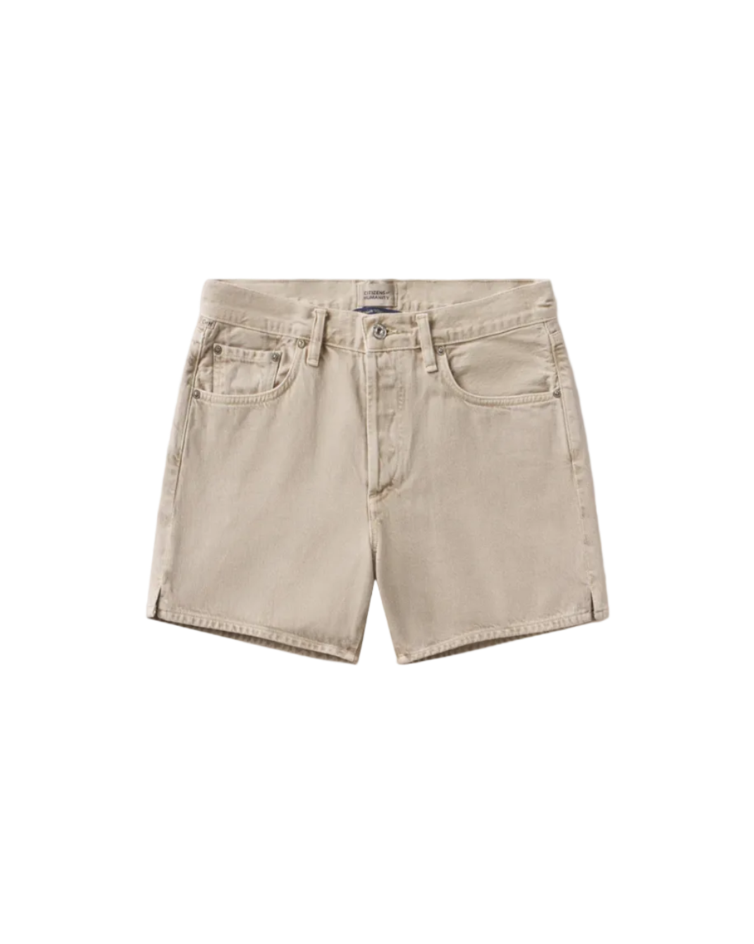 beige denim shorts