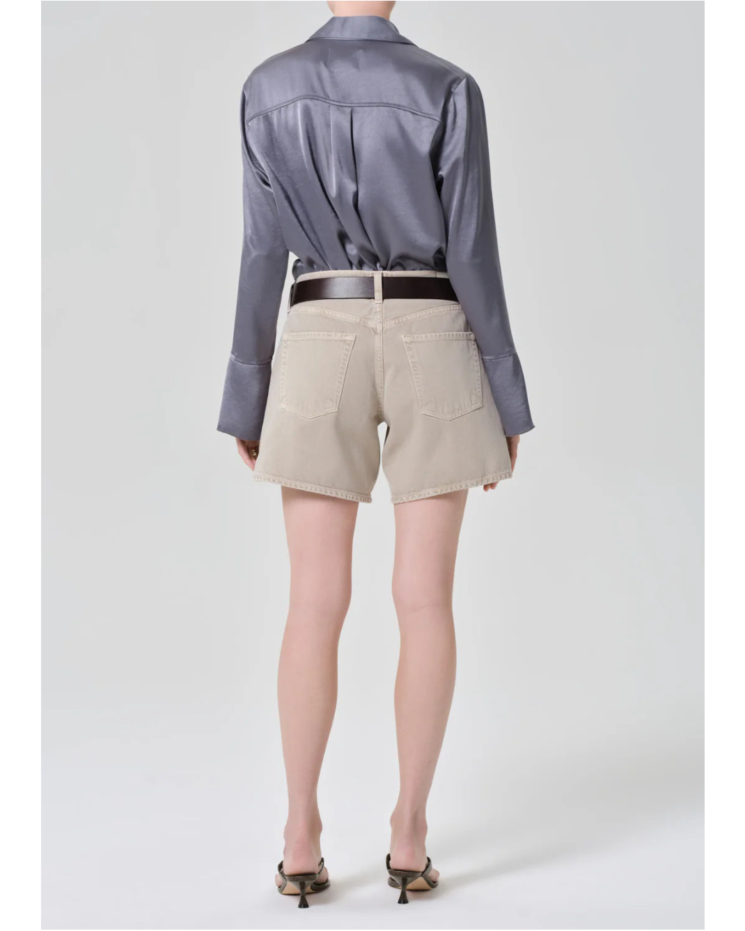 beige denim shorts
