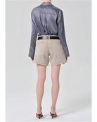 beige denim shorts