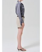 beige denim shorts