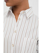 button up blouse in white with brown stripes