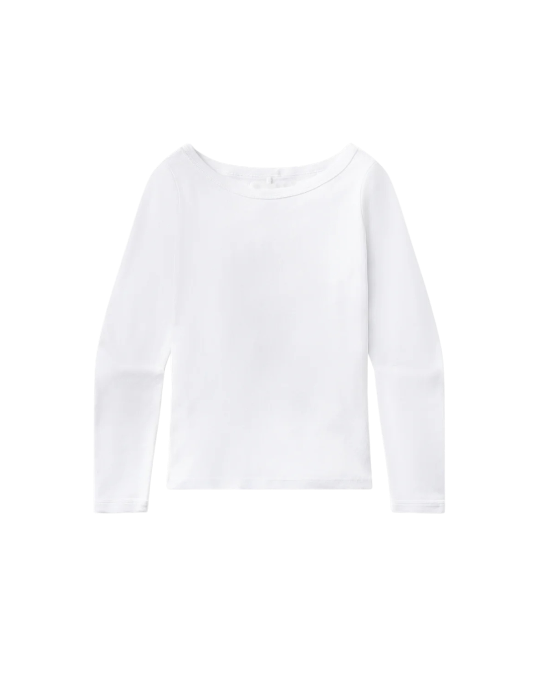 boat neck ribbed long sleeve in white