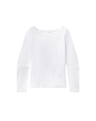 boat neck ribbed long sleeve in white