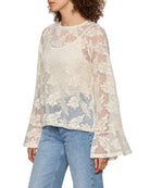 cream vintage lace top with wide arms