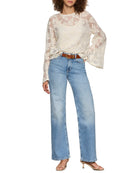 cream vintage lace top with wide arms