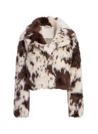 brown and white cow print crop jacket