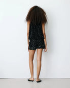 black sequin shorts