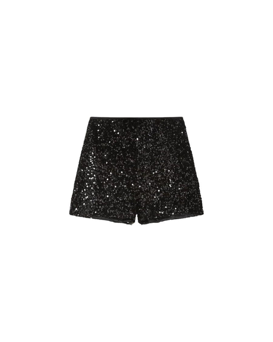 black sequin shorts