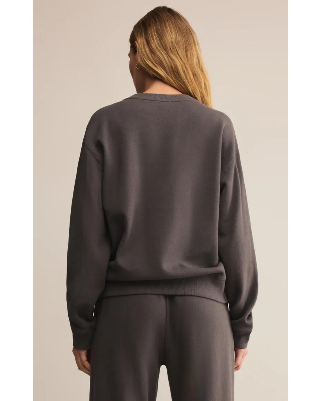 washed black crewneck sweatshirt