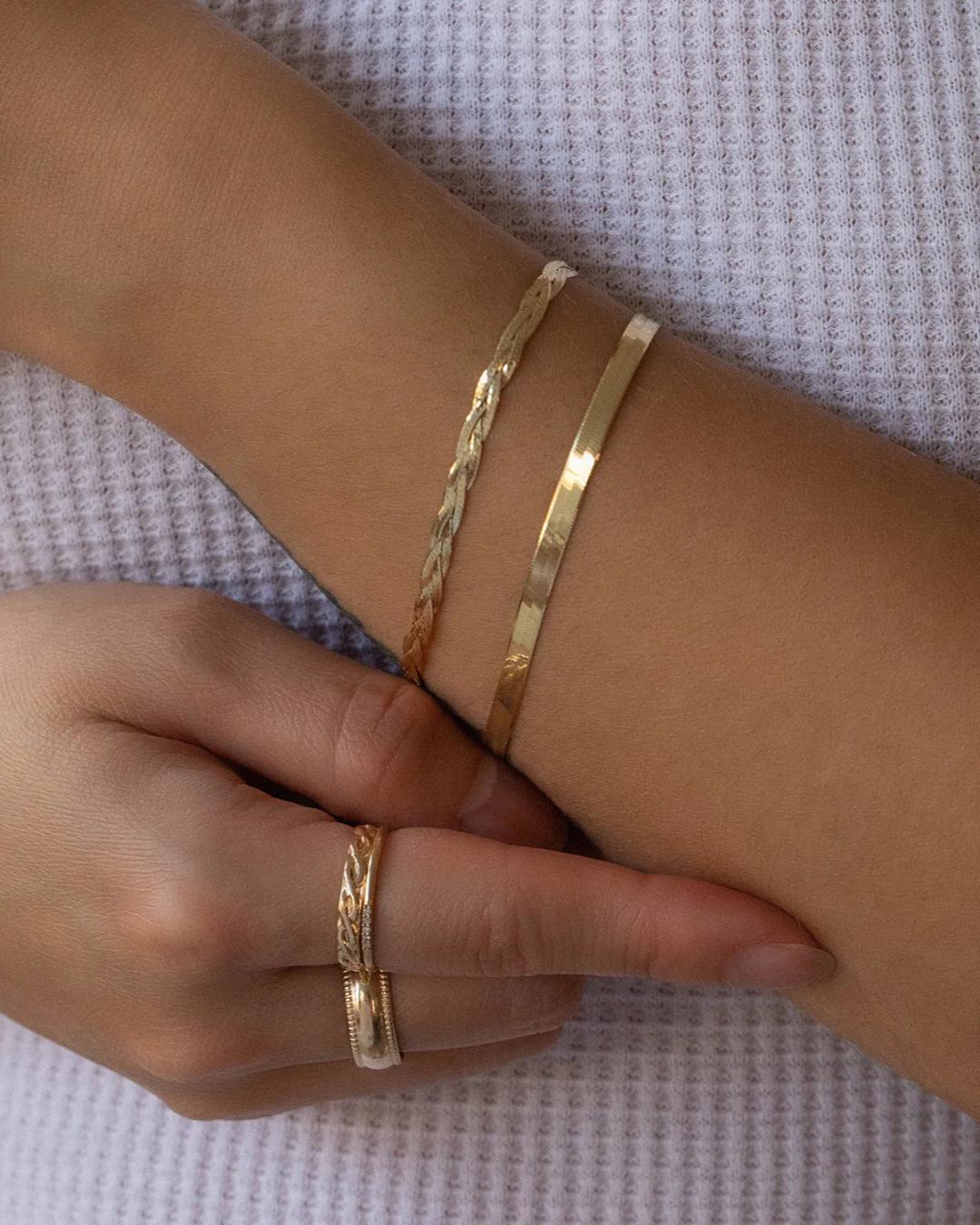 gold herringbone braided bracelet