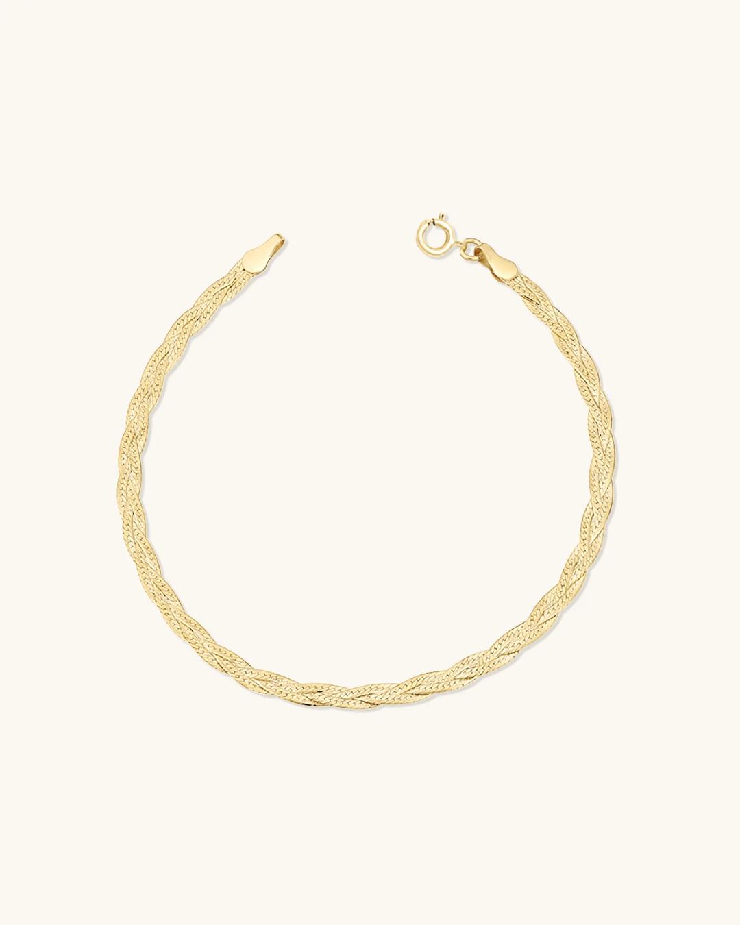 gold herringbone braided bracelet