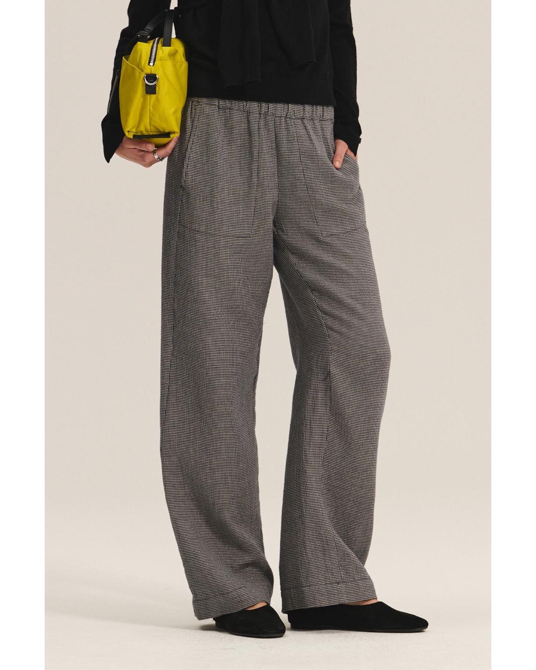 wide leg black houndstooth pant