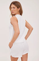 white gauzy shorts