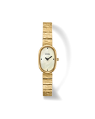 gold textured watch with pearl face