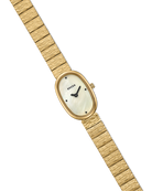 gold textured watch with pearl face