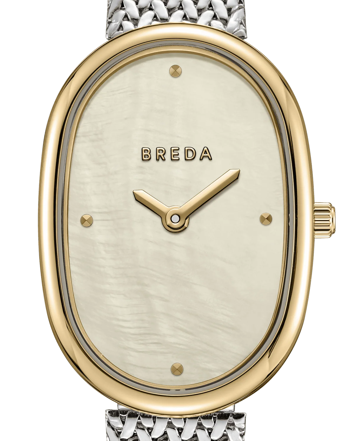 watch with silver band and gold face 
