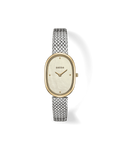 watch with silver band and gold face 