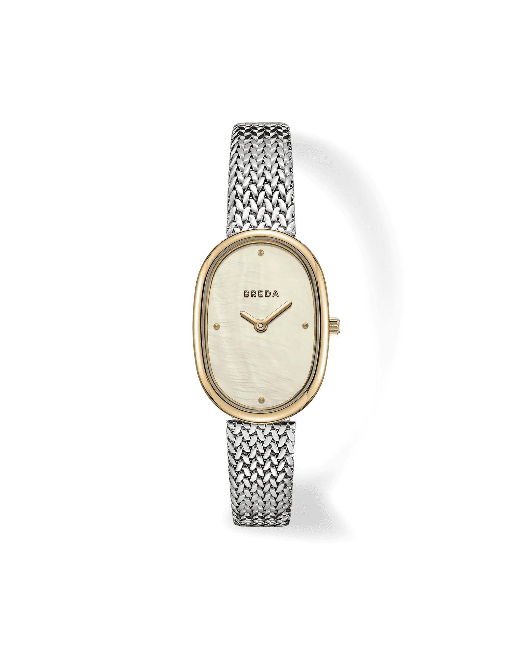 watch with silver band and gold face 