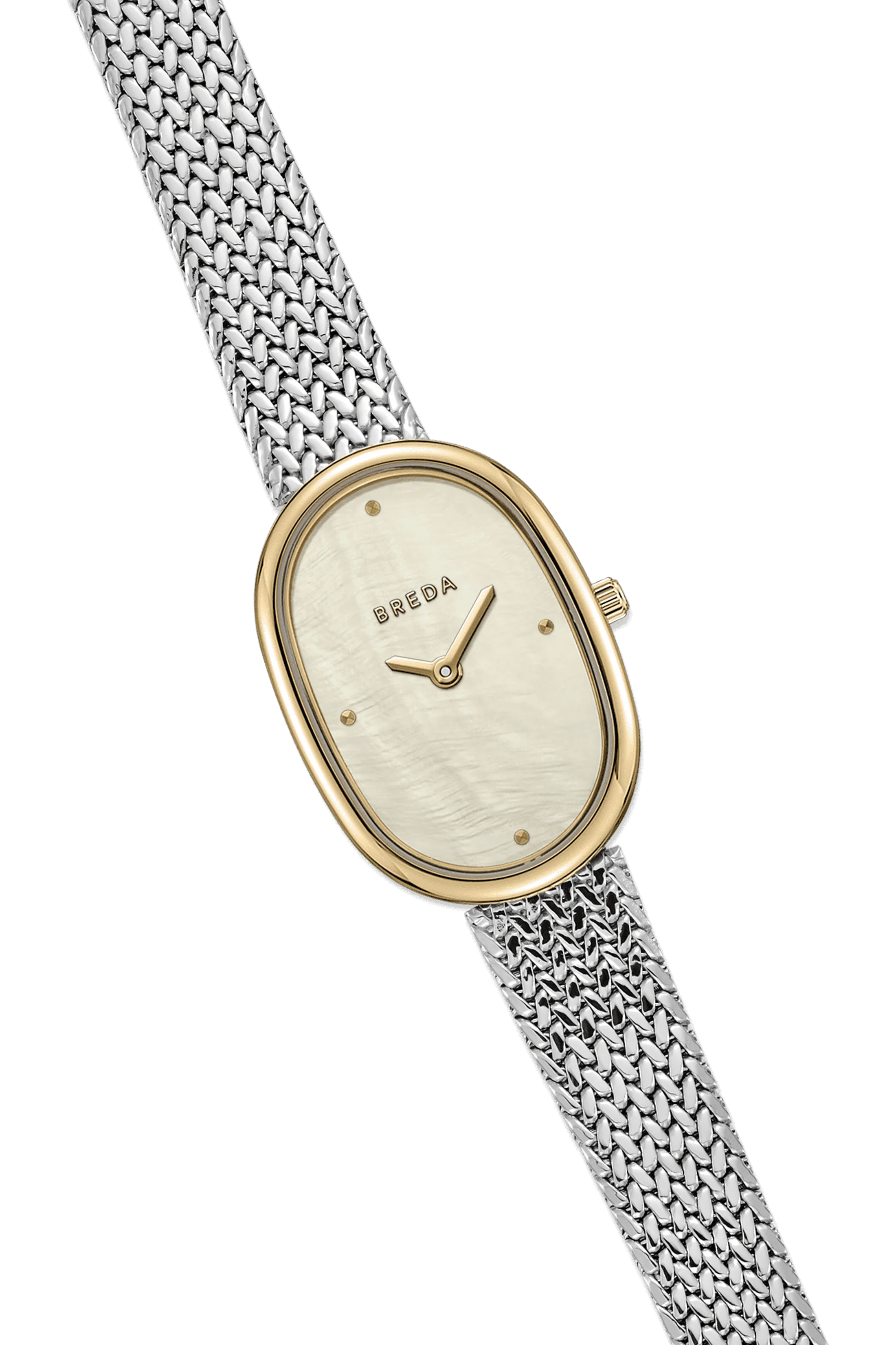 watch with silver band and gold face 