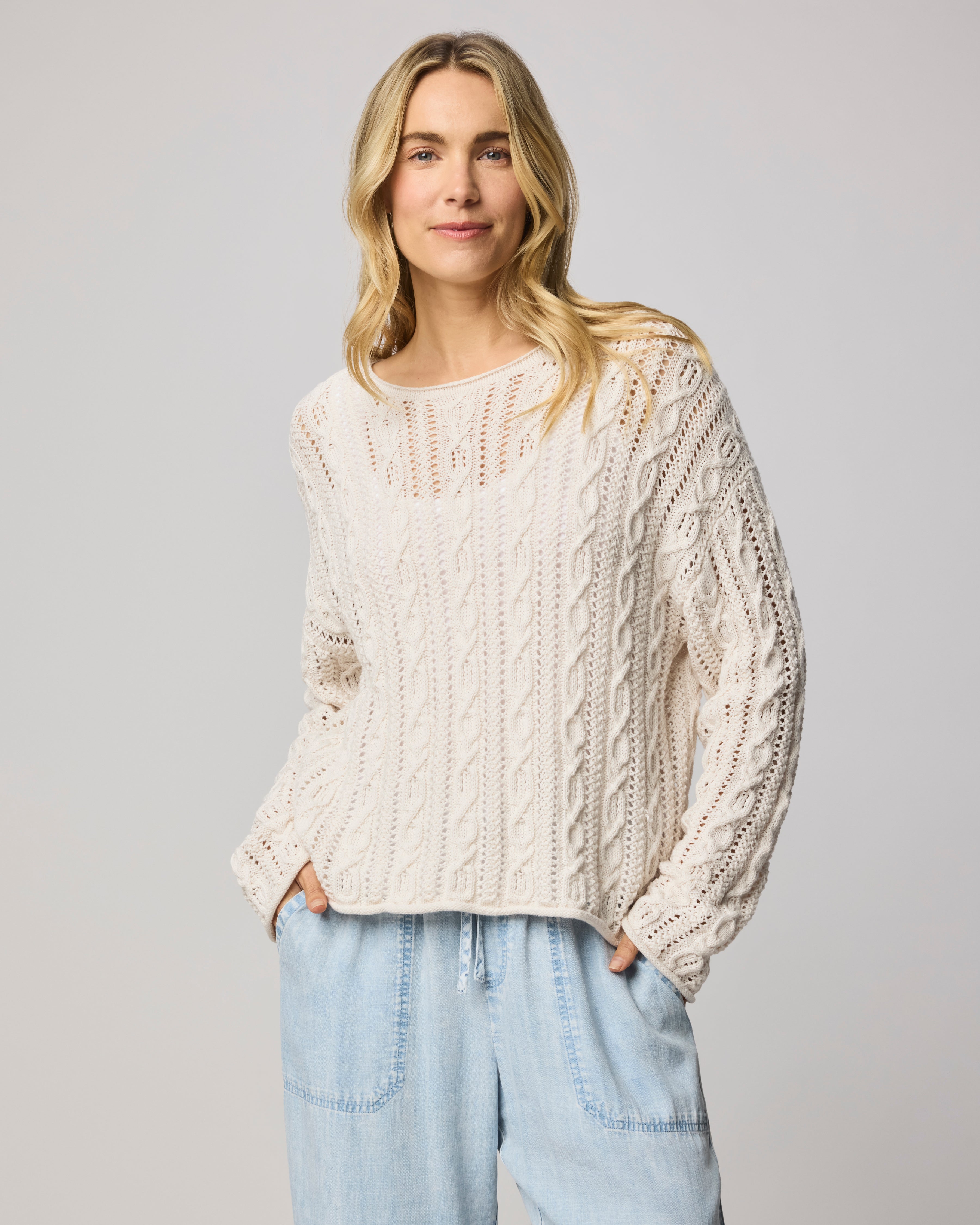 cream cable knit sweater