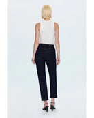 high rise ankle denim pant in a dark blue