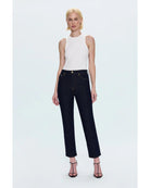 high rise ankle denim pant in a dark blue